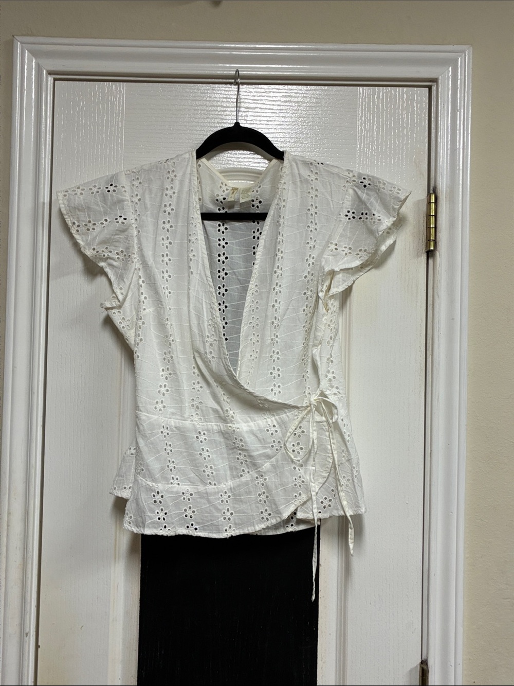 White Eyelet Wrap Blouse - Women Tops